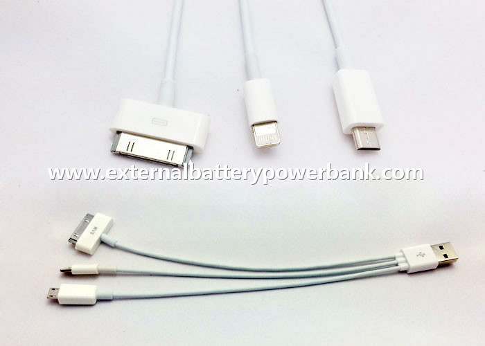 Weiß 3 in 1 rundem USB, das Kabel mit Micro-/4G/8Pinverbindungsstück auflädt