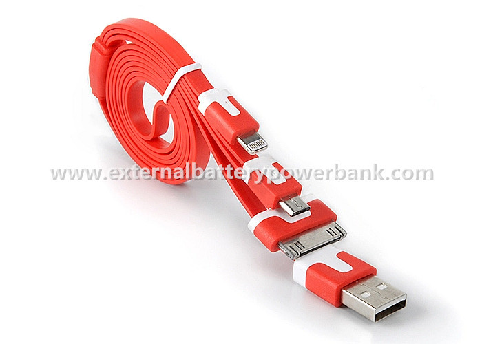 3 in 1 flachem Nudel USB-Datenübertragungs-Kabel für iPhone 4G/4S 5G/5S/Samsung
